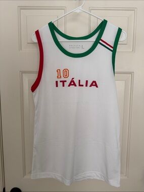 Italia Performance Mesh Tank Top - White/Green/Red